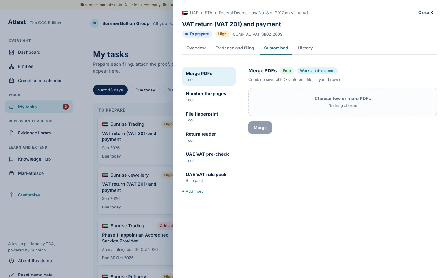 The Customised tab holds the tools the person subscribed to